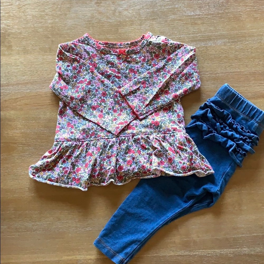 Baby girl onsie top with jean leggings